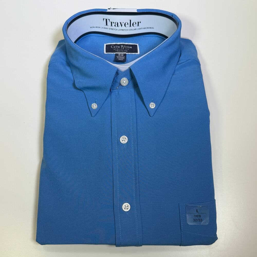 Club Room Men's Regular Fit Solid Dress Shirt, Regatta 16.5 32/33 $60
